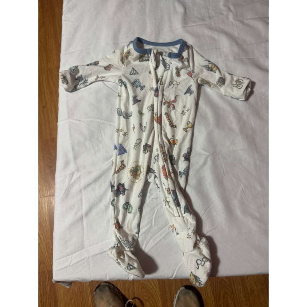 Copper Pearl Harry Potter Wizarding World Footed Sleeper Newborn White Blue Zip